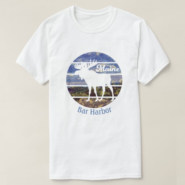 Maine Moose Custom Town Name Retro T-Shirt (Design Front)