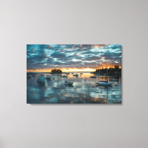 Maine, Newagen, sunset harbour 1 Canvas Print
