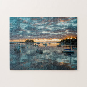 Maine, Newagen, sunset harbour 1 Jigsaw Puzzle