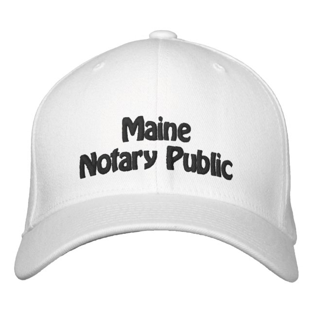 Maine Notary Public Embroidered Baseball Cap (Front)