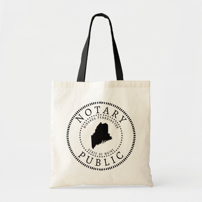 Maine Notary Public Personalized Tote Bag (Front)