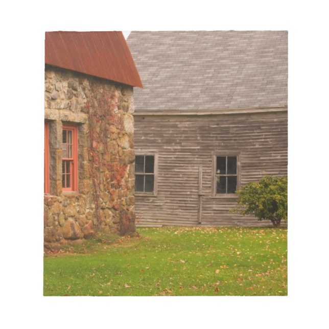 Maine,  Old stone building and wooden barn in Notepad (Front)