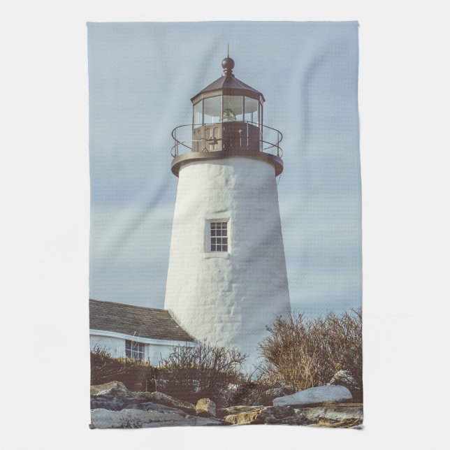 Maine Phare Pemaquid Point Serviette de cuisine (Vertical)