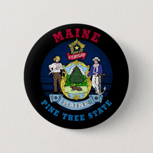 MAINE PINE TREE STATE FLAG 2 INCH ROUND BUTTON