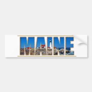 Maine Portland Head Lighthouse Image Text Bumper Sticker