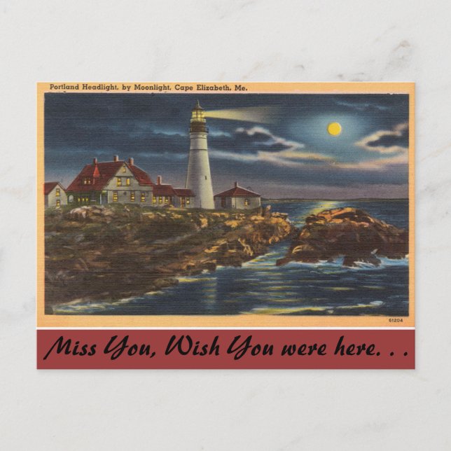 Maine, Portland Headlight, Cape Elisabeth Postcard (Front)