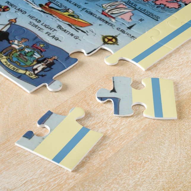 Maine Postcard Map Jigsaw Puzzle (Side)