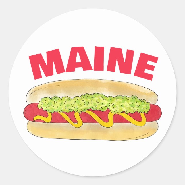 Maine Red Snapper Hotdog Portland ME Food Cookout Classic Round Sticker (Front)