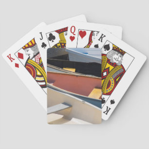 Maine, Rockland. Colourful boats in Rockland Playing Cards