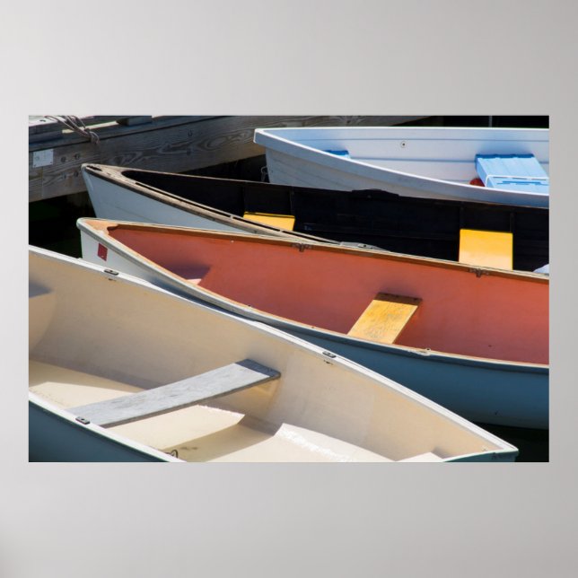 Maine, Rockland. Colourful boats in Rockland Poster (Front)