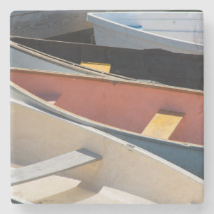 Maine, Rockland. Colourful boats in Rockland Stone Coaster