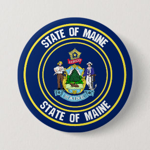 Maine Round Emblem 3 Inch Round Button