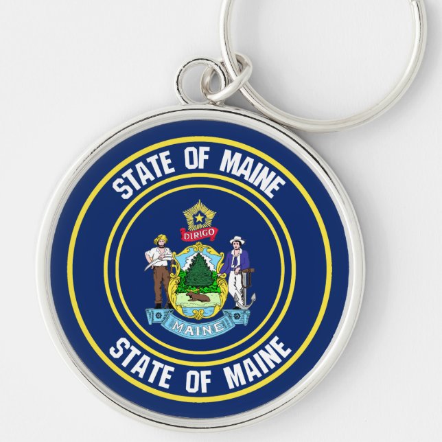 Maine Round Emblem Keychain (Front)