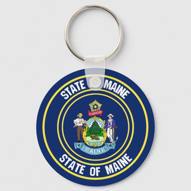 Maine Round Emblem Keychain (Front)