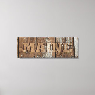 Maine rustic wood wall canvas sign