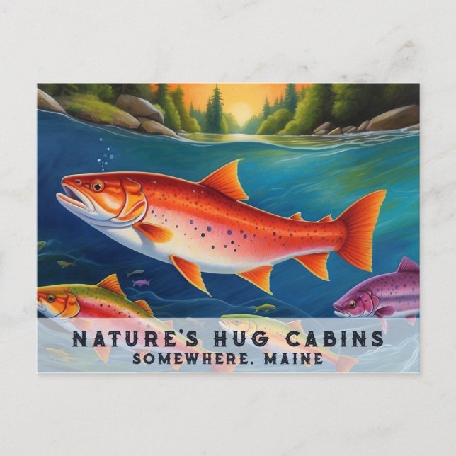 *~* Maine Salmon Fish Swimming Beautiful Art AP49 Holiday Postcard (Front)