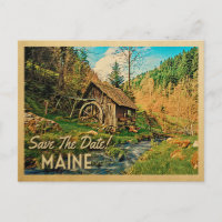 Maine Save The Date Rustic Cabin Mill Woods