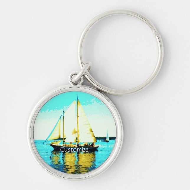 Maine schooner sailing Thunder_Cove Keychain (Front)