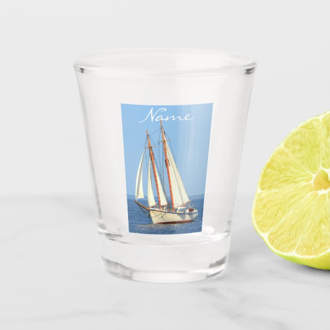 Maine schooners sailing  Thunder_Cove Shot Glass (Front)