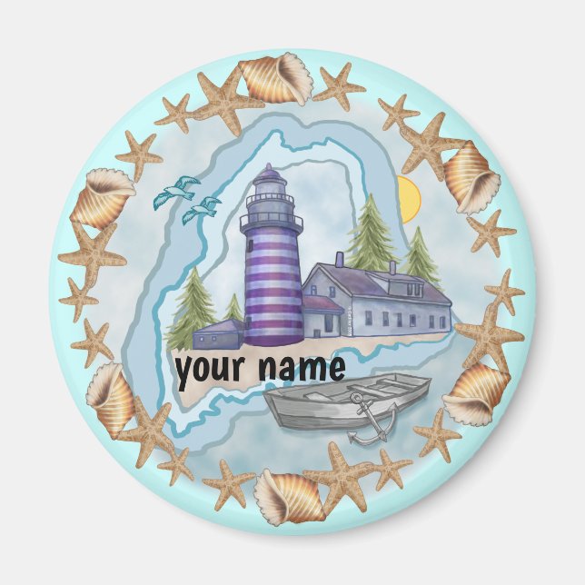 Maine Shells Lighthouse  aimant  (Devant)