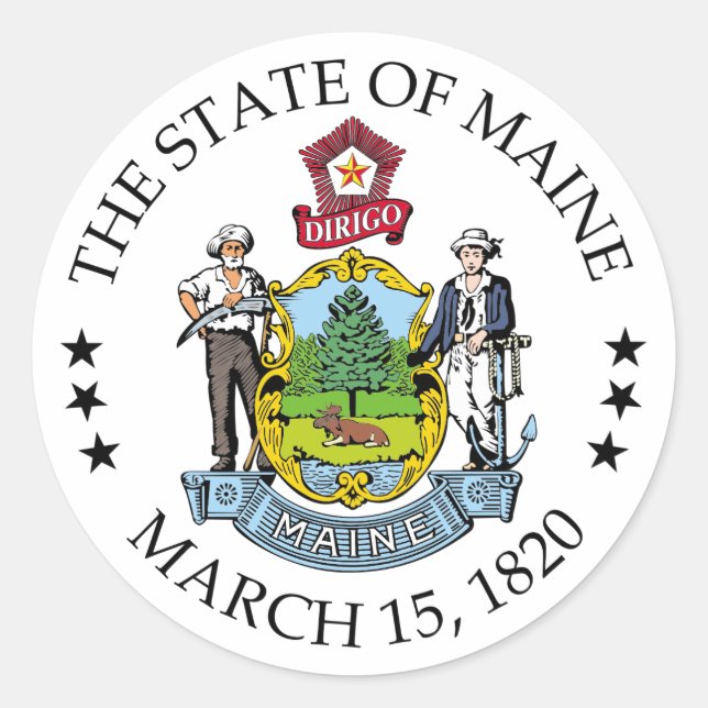 Maine sign classic round sticker (Front)