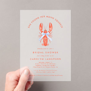 Maine Squeeze Coastal Lobster Bridal Shower Acrylic Invitations