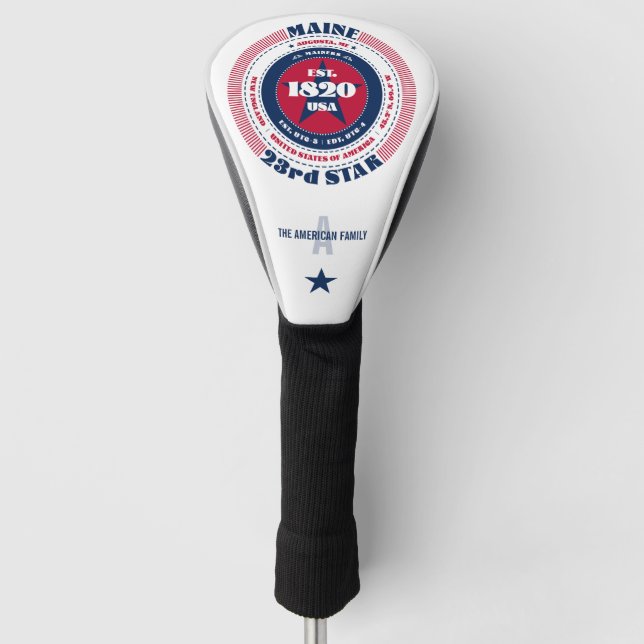Maine State Circle Custom Golf Head Cover (Front)