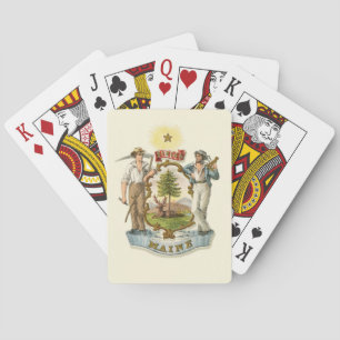 Maine state coat of arms (vintage 1870s) playing cards