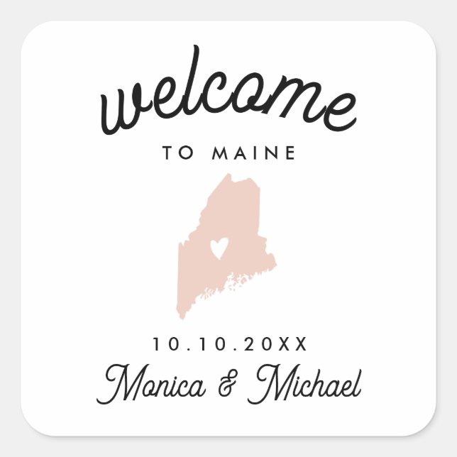  MAINE State Destination Wedding ANY COLOR  Square Sticker (Front)