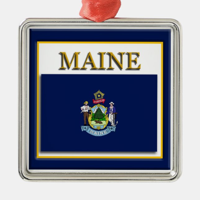 Maine State Flag Christmas Ornament (Front)