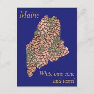 Maine State Flower Collage Map Postcard