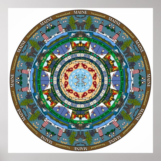 Maine State Mandala Poster (Front)