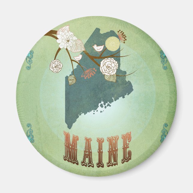 Maine State Map – Green Magnet (Front)