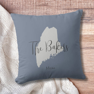 Maine State Outline Family Name Throw Pillow