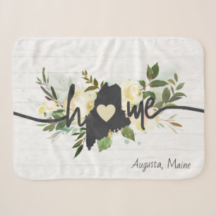 Maine State Personalized Your Home City Rustic Sherpa Blanket