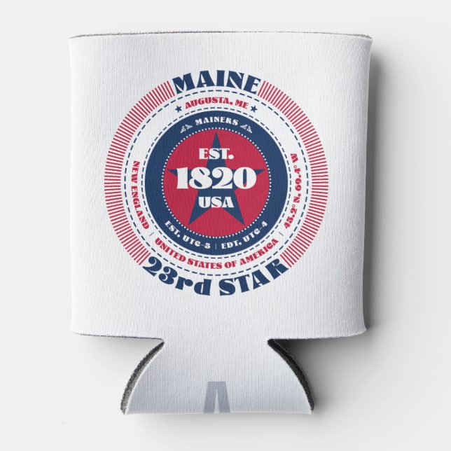 Maine State Pride Personalized Monogram Can Cooler (Front)