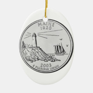 Maine State Quarter Ceramic Ornament