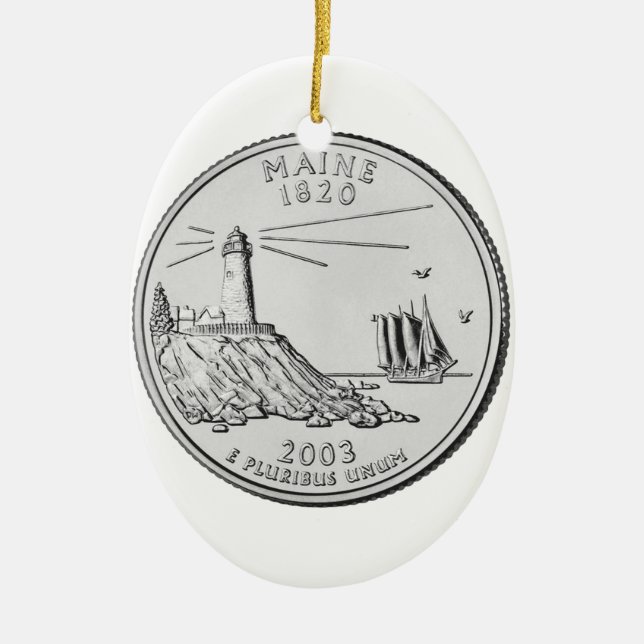 Maine State Quarter Ceramic Ornament (Front)