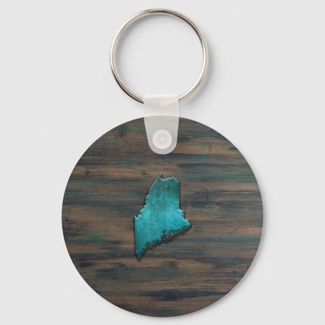 Maine State Shape Teal Keychain (Front)
