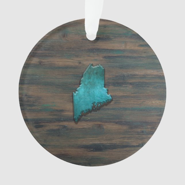 Maine State Shape Teal Ornament (Front)