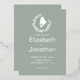 Maine State Silhouette Simple Destination Wedding 