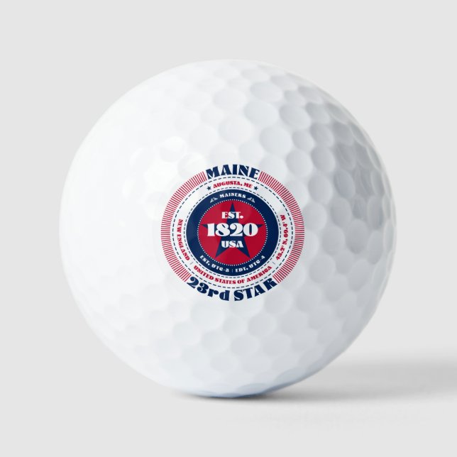 Maine Statehood Patriotic Gift Golf Balls (Front)