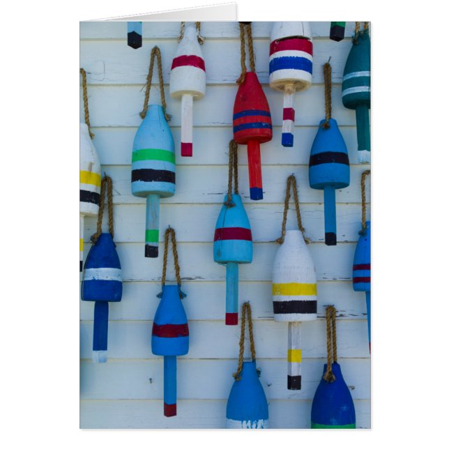 Maine, Stonington, decorative lobster buoys (Front)