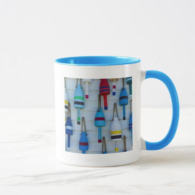 Maine, Stonington, decorative lobster buoys Mug (Right)