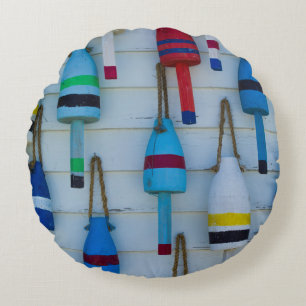 Maine, Stonington, decorative lobster buoys Round Pillow