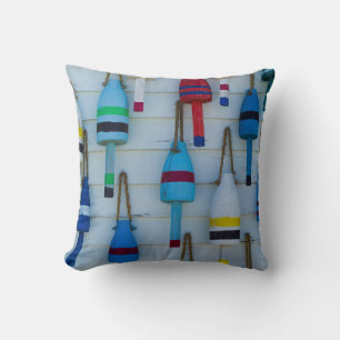 Maine, Stonington, decorative lobster buoys Throw Pillow
