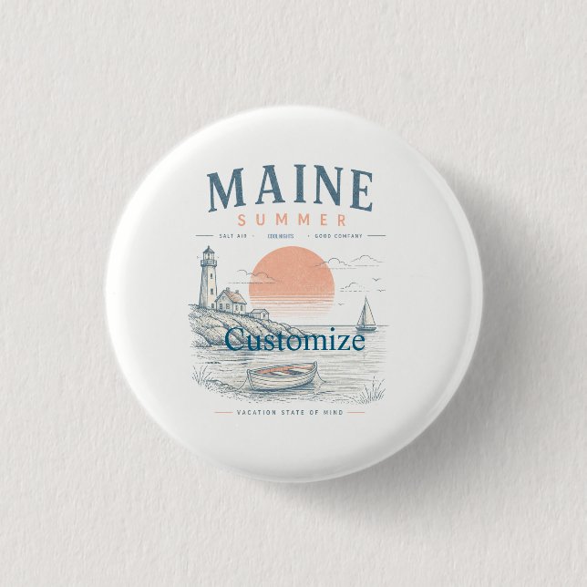 Maine  Summer Fun Thunder_Cove 1 Inch Round Button (Front)