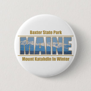 MAINE Text Image - Mount Katahdin 2 Inch Round Button