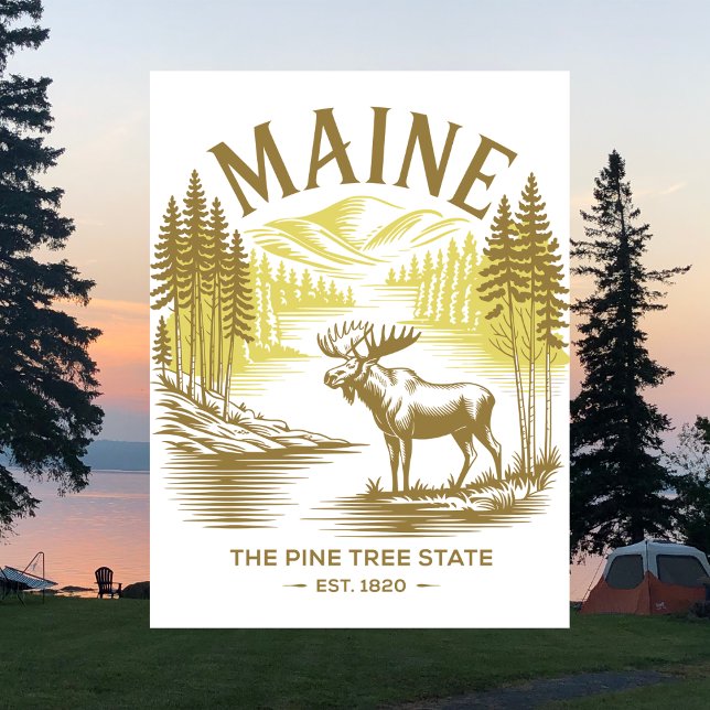 Maine The Pine Tree State Est. 1820 Moose Travel Postcard (Maine The Pine Tree State Est. 1820 Moose Travel Postcard
)
