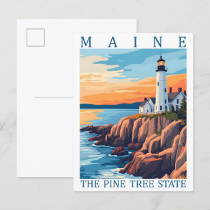 Maine the Pine Tree State USA Travel Place Postcard